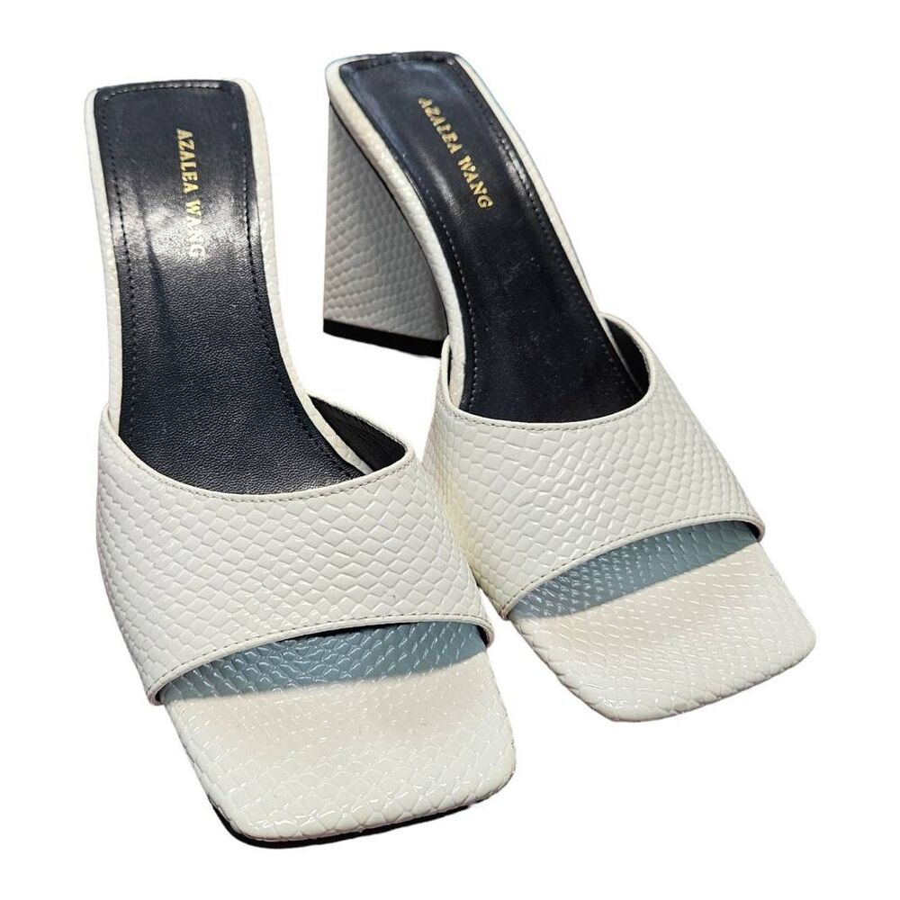 Azalea Wang White Textured Open Toe Mules Size 8.5 - Picture 5 of 10